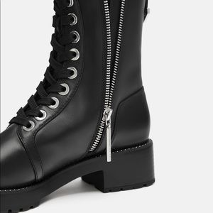 zara micro studded leather biker ankle boots